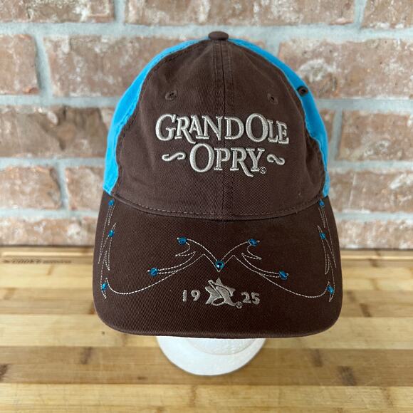 Grand Ole Oply Womens Adjustable Hat Cap Embellished Blue Brown - Picture 1 of 8